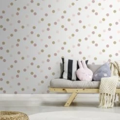 Superfresco Easy Vliesbehang Polka Stippen Roze-goud (108565) 10 Superfresco Easy Vliesbehang Polka Stippen Roze-goud (108565) -Luxe Behang Winkel 123 1066